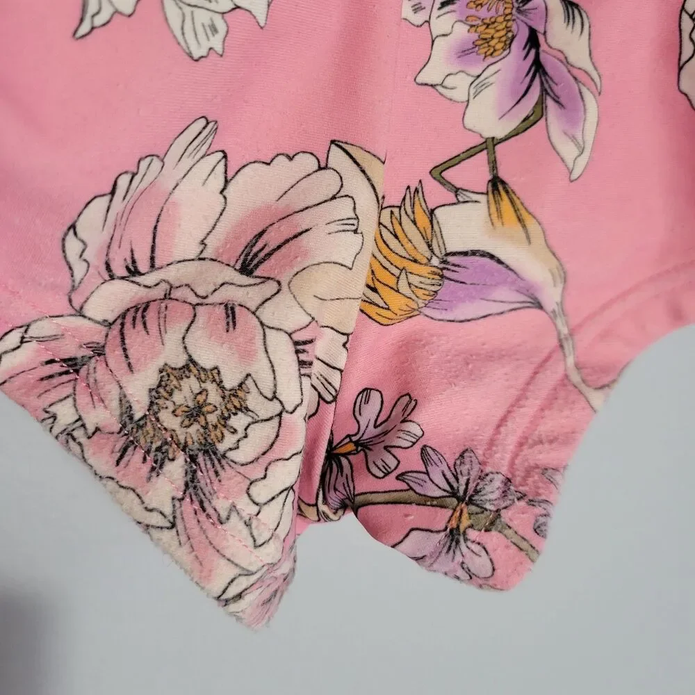Seafolly Pink Floral Short Sleeve Boyleg Tank Size 3